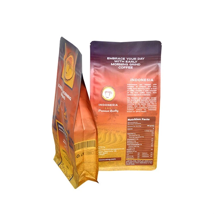250g Side Gusset Dried Food Packaging Coffee Bean Tea Bag With Ziplock
