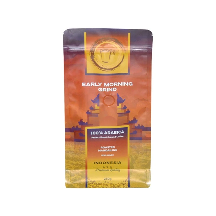250g Side Gusset Dried Food Packaging Coffee Bean Tea Bag With Ziplock