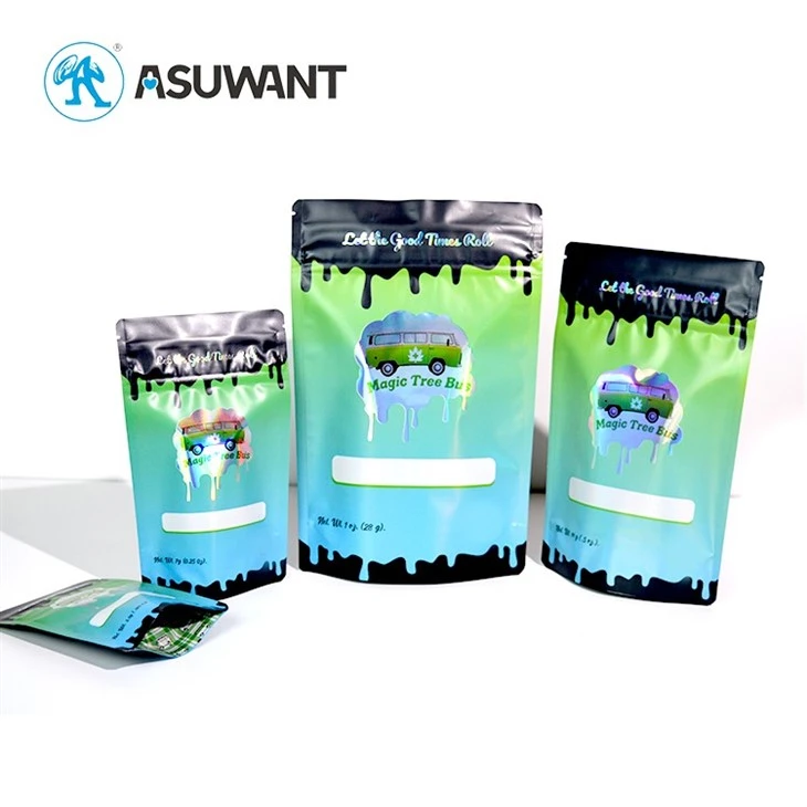 Stand Up Pouch With Double Zipper Biodegradable Material Child Proof Pouch